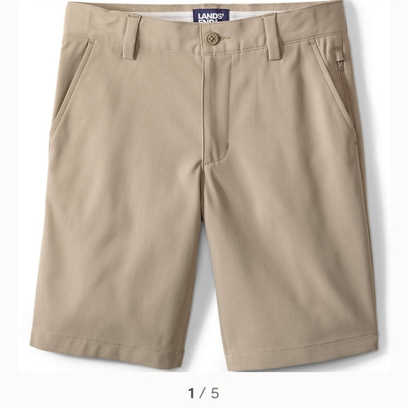 LANDSEND Boys Active Chino Uniform Shorts Size 18 Khaki - Picture 1 of 7